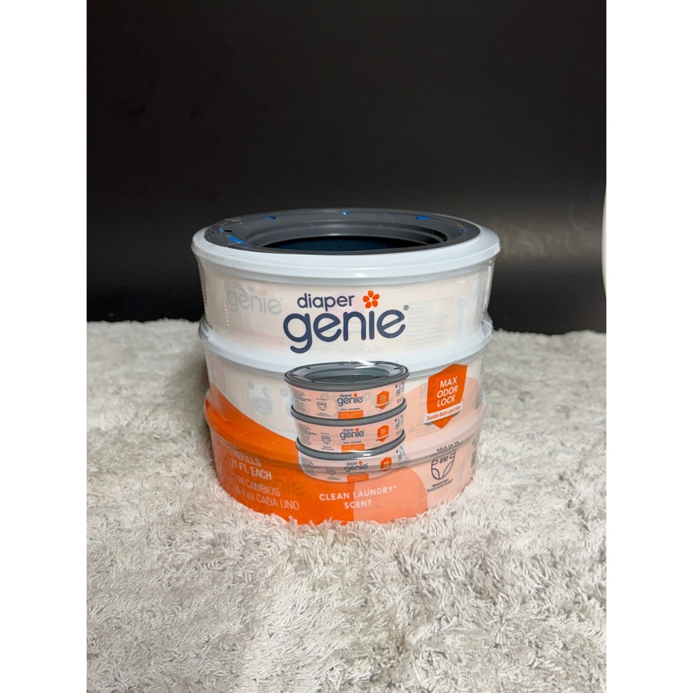 Diaper Genie Refill 3 Pack Clean Laundry Scent Max Odor Lock 810 Diaper Capacity
